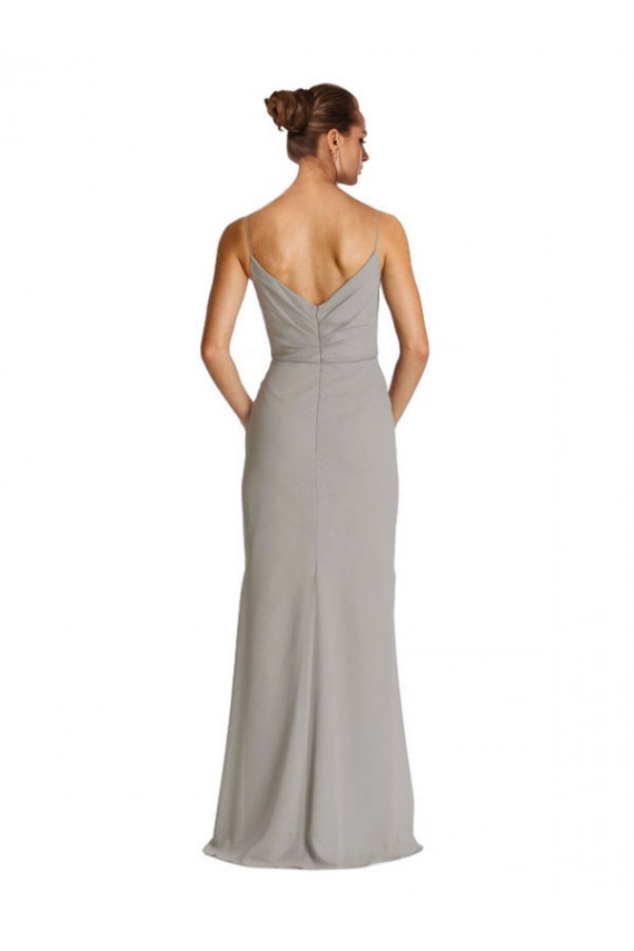 Boutique Argent Fourreau Bretelles spaghetti Mousseline Longue Robes demoiselle d'honneur