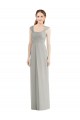 Boutique Argent Trapèze Bateau Mousseline Longue Robes demoiselle d'honneur