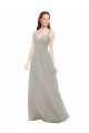 Boutique Argent Trapèze Bretelles spaghetti Col V Mousseline Longue Robes demoiselle d'honneur