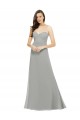 Boutique Argent Trapèze Bretelles spaghetti Mousseline Longue Robes demoiselle d'honneur