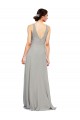 Boutique Argent Trapèze Col V Mousseline Longue Robes demoiselle d'honneur