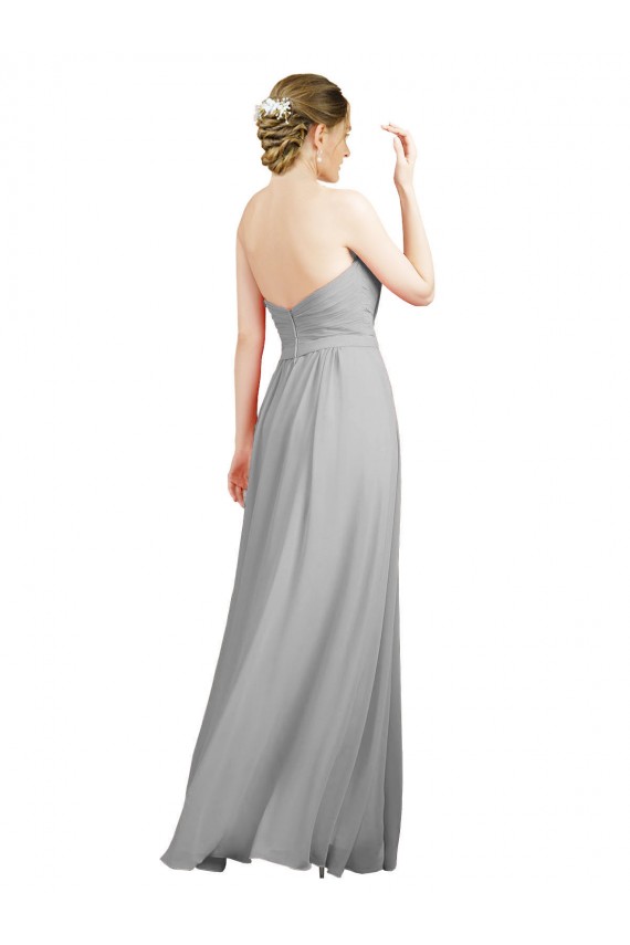 Boutique Argent Trapèze Mousseline Longue Robes demoiselle d'honneur