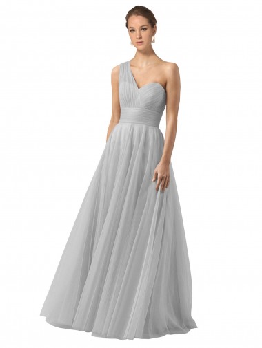 Boutique Argent Trapèze Tulle Longue Robes demoiselle d'honneur