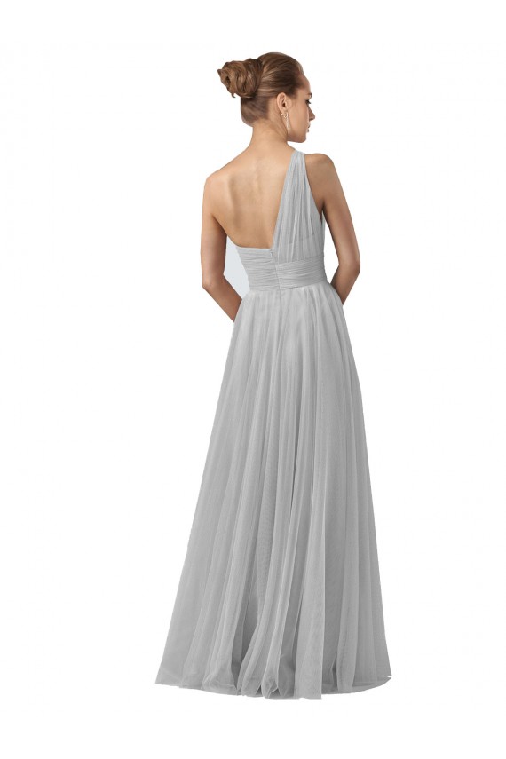 Boutique Argent Trapèze Tulle Longue Robes demoiselle d'honneur