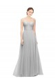 Boutique Argent Trapèze Tulle Longue Robes demoiselle d'honneur