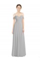 Boutique Argent Trapèze Épaule Dénudée Bretelles spaghetti Mousseline Longue Robes demoiselle d'honneur