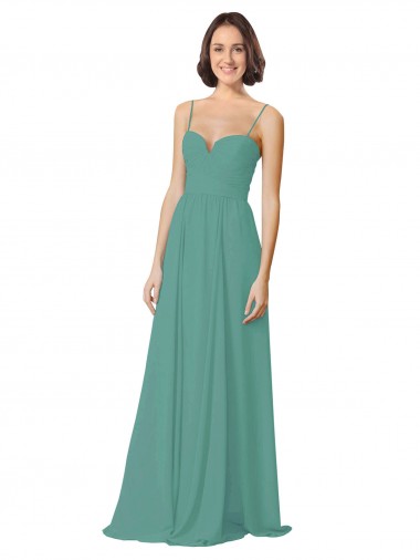 Boutique Argent islandais Trapèze Bretelles spaghetti Mousseline Longue Robes demoiselle d'honneur