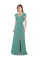 Boutique Argent islandais Trapèze Col V Mousseline Longue Robes demoiselle d'honneur