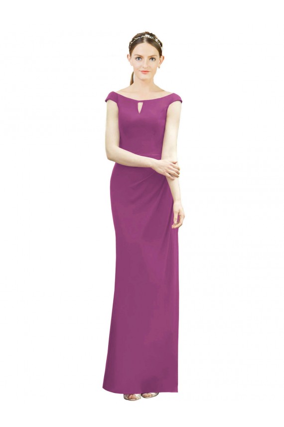 Boutique Baie sauvage Sirène Col Bateau Col Haut Mousseline Longue Robes demoiselle d'honneur