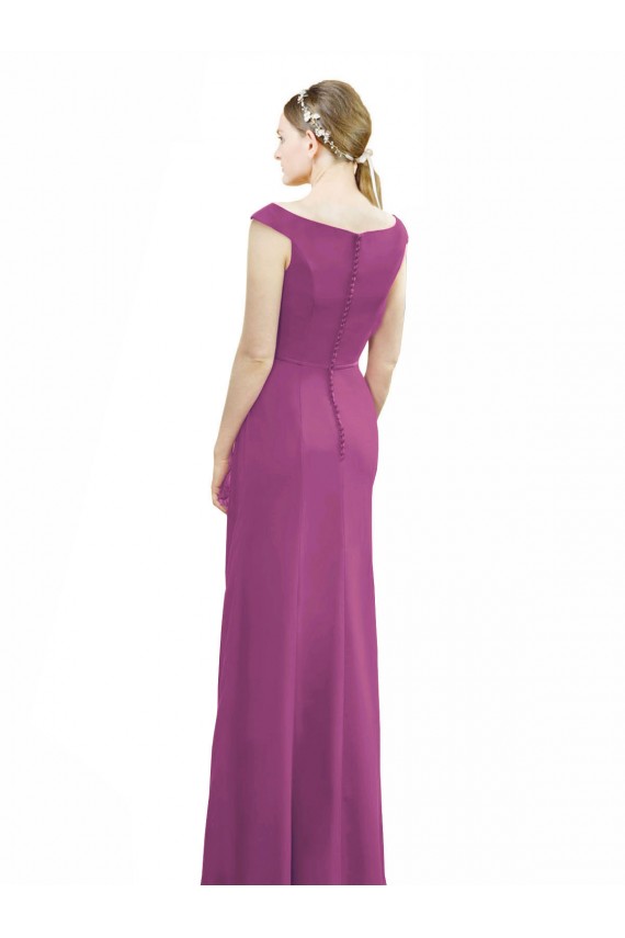 Boutique Baie sauvage Sirène Col Bateau Col Haut Mousseline Longue Robes demoiselle d'honneur