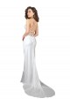 Boutique Blanc Fourreau Balayage train Satiné Soyeux Simple Plage Robes de mariée