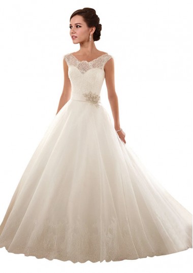 Boutique Blanc Princesse Épaule Dénudée Tulle Dentelle Robes de mariée