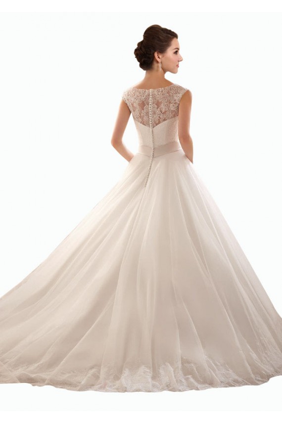 Boutique Blanc Princesse Épaule Dénudée Tulle Dentelle Robes de mariée
