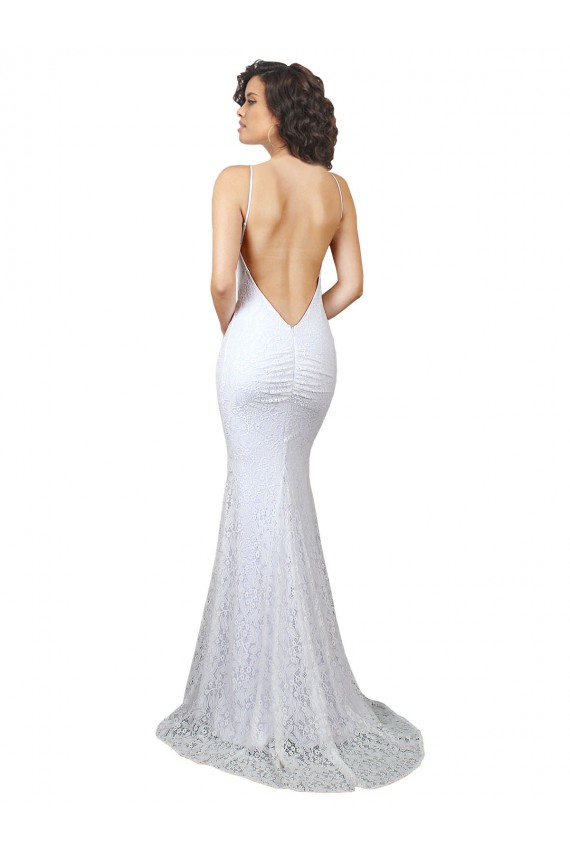 Boutique Blanc Sirène Col Haut Balayage train Dentelle Robes de mariée