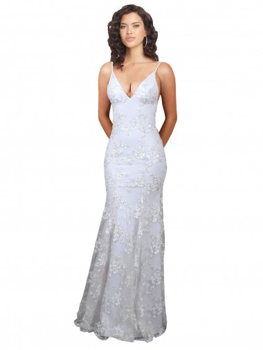 Boutique Blanc Sirène Col V Crêpe Stretch Paillette Tulle Longue Formelles Robes demoiselle d'honneur / Robes de soirée / Robes de bal