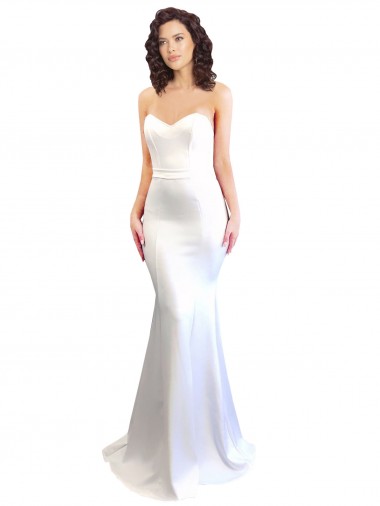 Boutique Blanc Sirène Sans bretelle Col Haut Crêpe Stretch Longue Formelles Robes demoiselle d'honneur / Robes de soirée / Robes de bal