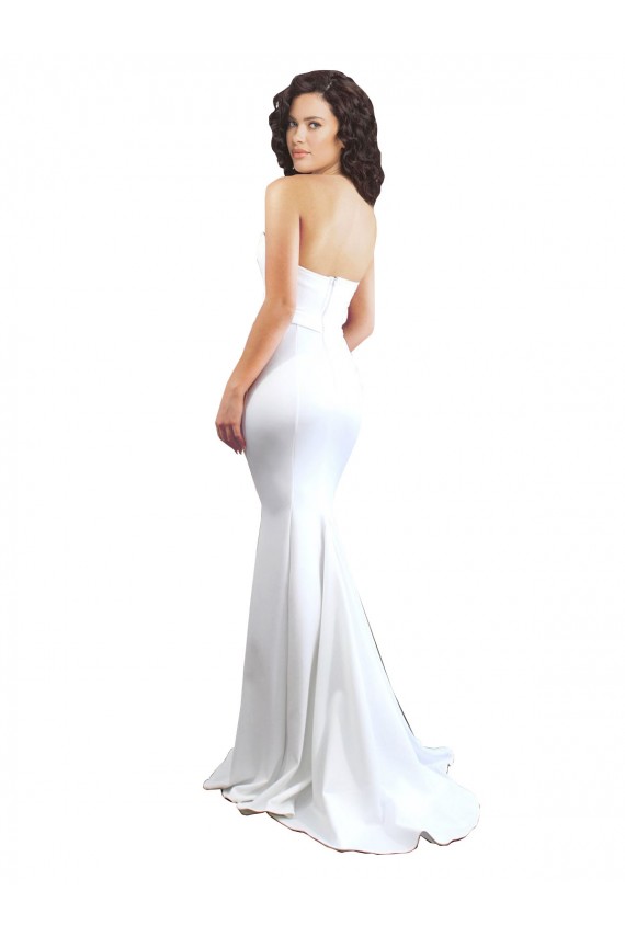 Boutique Blanc Sirène Sans bretelle Col Haut Crêpe Stretch Longue Formelles Robes demoiselle d'honneur / Robes de soirée / Robes de bal