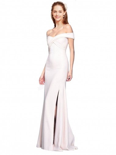 Boutique Blanc Sirène Épaule Dénudée Crêpe Stretch Longue Formelles Robes demoiselle d'honneur / Robes de soirée / Robes de bal