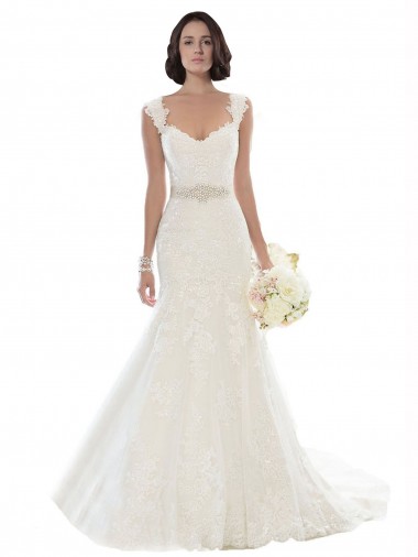 Boutique Blanc Sirène Épaule Dénudée Dentelle Plage Robes de mariée