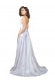 Boutique Blanc Trapèze Bretelles spaghetti Satiné Stretch Simple Plage Robes de mariée