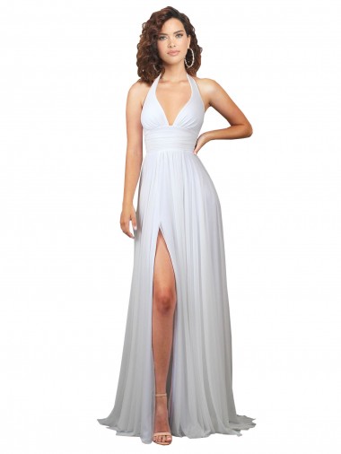 Boutique Blanc Trapèze Col V Balayage train Mousseline Simple Plage Robes de mariée