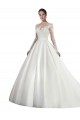 Boutique Blanc Trapèze Illusion Traîne cathédrale Satiné Dentelle Robes de mariée