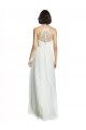 Boutique Blanc Trapèze Licou Col Haut Tulle Longue Robes demoiselle d'honneur
