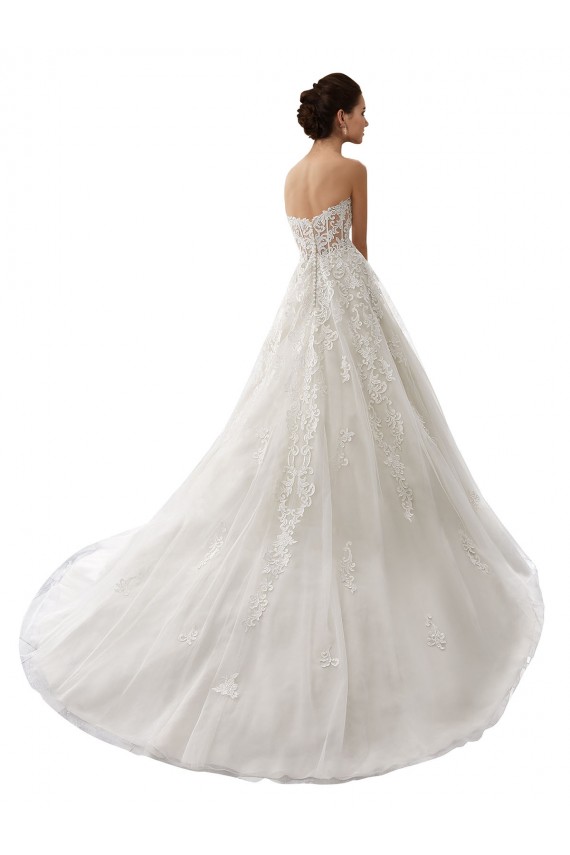 Boutique Blanc Trapèze Tulle Dentelle Robes de mariée
