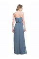 Boutique Bleu 135 Trapèze Bretelles spaghetti Mousseline Longue Robes demoiselle d'honneur