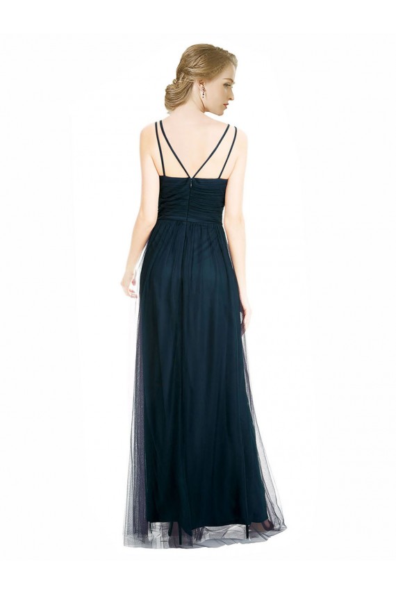 Boutique Bleu 7 Trapèze Col V Tulle Longue Robes demoiselle d'honneur