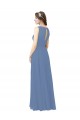 Boutique Bleu Windsor Fourreau Illusion Mousseline Longue Robes demoiselle d'honneur