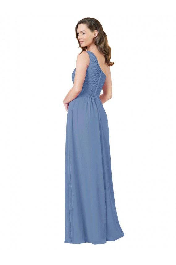 Boutique Bleu Windsor Fourreau Mousseline Longue Robes demoiselle d'honneur