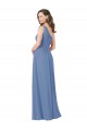 Boutique Bleu Windsor Fourreau Mousseline Longue Robes demoiselle d'honneur
