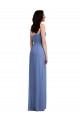 Boutique Bleu Windsor Trapèze Bretelles spaghetti Mousseline Longue Robes demoiselle d'honneur