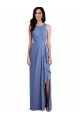 Boutique Bleu Windsor Trapèze Col bijou Mousseline Longue Robes demoiselle d'honneur