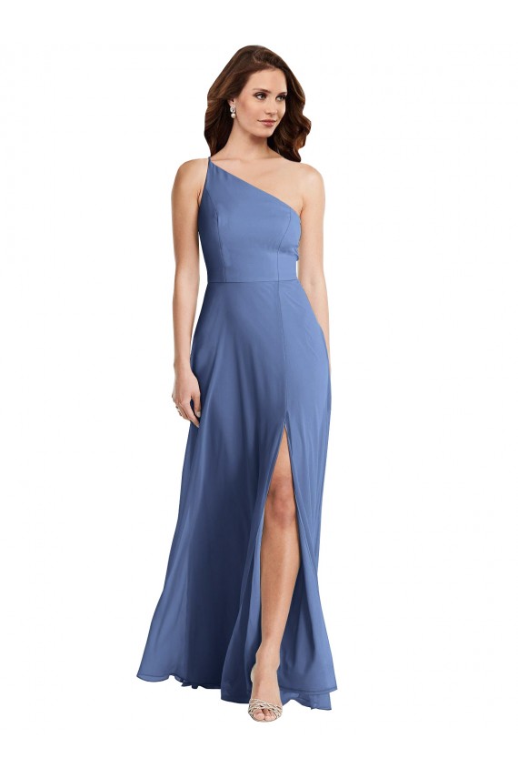 Boutique Bleu Windsor Trapèze Mousseline Longue Formelles Robes demoiselle d'honneur / Robes de soirée