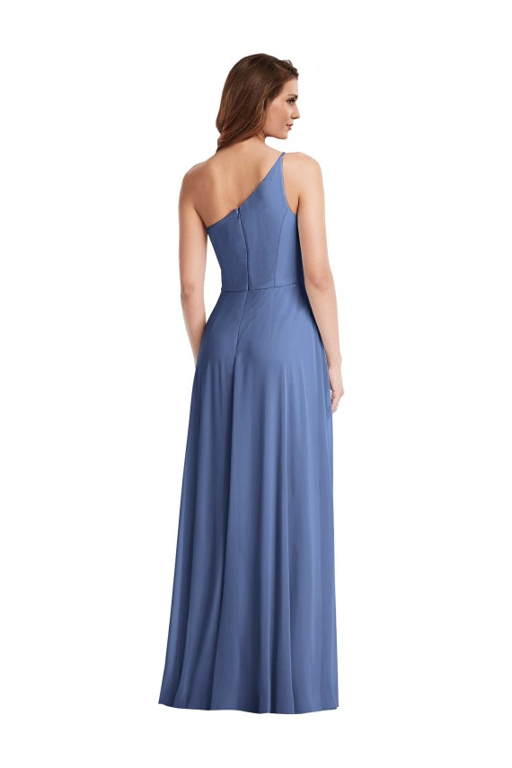 Boutique Bleu Windsor Trapèze Mousseline Longue Formelles Robes demoiselle d'honneur / Robes de soirée