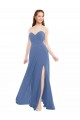 Boutique Bleu Windsor Trapèze Sans bretelle Mousseline Longue Robes demoiselle d'honneur