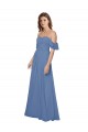 Boutique Bleu Windsor Trapèze Épaule Dénudée Sans bretelle Mousseline Longue Robes demoiselle d'honneur