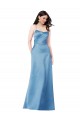 Boutique Bleu ciel Fourreau Bretelles spaghetti Col Carré Satiné Longue Formelles Robes demoiselle d'honneur / Robes de soirée / Robes de bal
