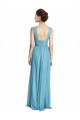 Boutique Bleu ciel Trapèze Bretelles spaghetti Col V Tulle Longue Robes demoiselle d'honneur