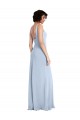 Boutique Bleu ciel clair Fourreau Col Carré Crêpe Stretch Longue Robes demoiselle d'honneur / Robes de bal