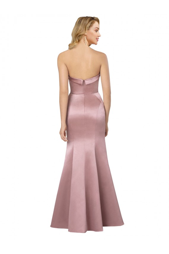 Boutique Bleu ciel clair Fourreau Sans bretelle Satiné Longue Formelles Robes demoiselle d'honneur / Robes de soirée / Robes de bal