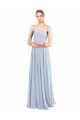 Boutique Bleu ciel clair Trapèze Bretelles spaghetti Col Carré Mousseline Longue Robes demoiselle d'honneur