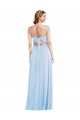 Boutique Bleu ciel clair Trapèze Bretelles spaghetti Col V Mousseline Longue Formelles Robes demoiselle d'honneur / Robes de soirée