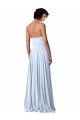 Boutique Bleu ciel clair Trapèze Bretelles spaghetti Col V Mousseline Longue Robes demoiselle d'honneur