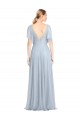 Boutique Bleu ciel clair Trapèze Bretelles spaghetti Col V Tulle Longue Robes demoiselle d'honneur