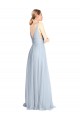Boutique Bleu ciel clair Trapèze Bretelles spaghetti Col V Tulle Longue Robes demoiselle d'honneur