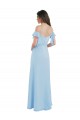 Boutique Bleu ciel clair Trapèze Bretelles spaghetti Mousseline Longue Robes demoiselle d'honneur