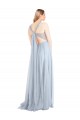 Boutique Bleu ciel clair Trapèze Bretelles spaghetti Tulle Longue Robes demoiselle d'honneur